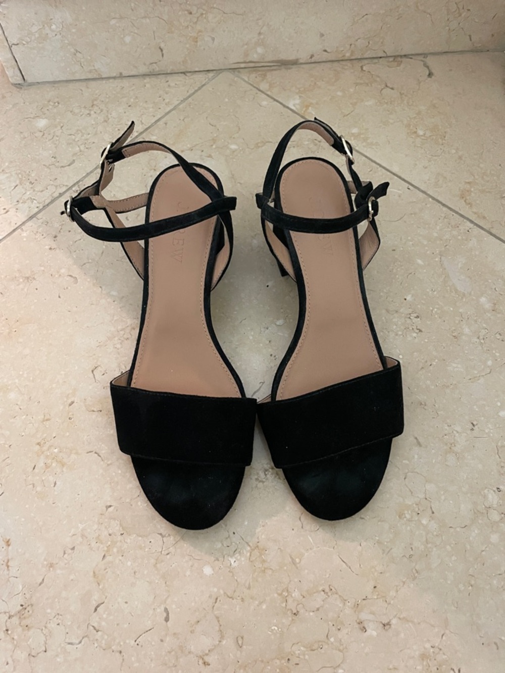 Women's Black Suede Ankle-Strap Sandals
